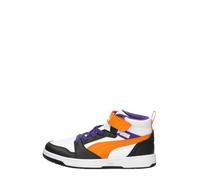 PUMA Rebound V6 Mid AC+ PS Sneaker, White-Orange GLO Black, 32.5 EU