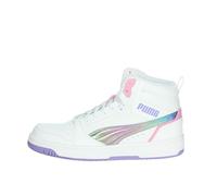 PUMA Rebound V6 Mid Bouncy Sky Jr Sneaker, White-Lavender Alert-Mauved Out, 37.5 EU