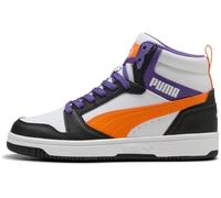 PUMA Rebound V6 Mid JR Sneaker, White-Orange GLO Black, 37 EU, Puma White Orange Glo PUMA Black, 4.5 UK