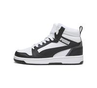PUMA Rebound V6 Mid Sneakers Youth, Chaussures, Blanc/Noir/Shadow Gris, 38 38