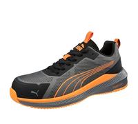 PUMA Safety Slide Low S1PS ESD FO HRO SR Chaussures de sécurité unisexes antidérapantes sans métal végétalien avec embout en fibre de verre, Gris/orange, 42 EU