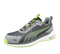 PUMA Safety Slide Low S1PS ESD FO HRO SR Chaussures de sécurité unisexes antidérapantes sans métal végétalien avec embout en fibre de verre, Gris/vert, 43 EU