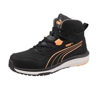 PUMA Safety Stepper MID S3S - Chaussures de sécurité pour femme S3 - Chaussures de travail antidérapantes avec embout en acier, Noir/orange, 39 EU