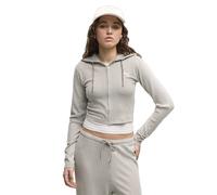 PUMA Hoodie côtelé et zippé Essentials Femme S, Mouse Gray Heather Beige