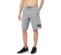 PUMA Short de 25,4 cm avec Grand Logo en Polaire, Gris Moyen chiné, XXL Homme