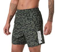 PUMA Short Moyen imprimé pour Homme, Noir/Vert Mousse, XL