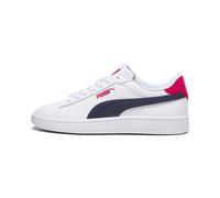 PUMA Smash 3.0 Leather Sneakers Youth, Chaussures, Blanc/Navy/Rouge, 35.5 35.5