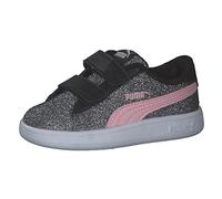 PUMA Smash V2 Glitz Glam V PS, Chaussures de Tennis Mixte Enfant ,Puma Noir-Fleur d'amandier , 26 EU