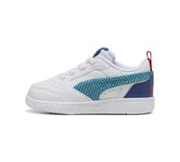 PUMA Sneakers basses Rebound V6 Run Fun Bébé, Chaussures, Blanc/Tropical Bleu/Clyde Royal, 26 26