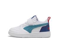 PUMA Sneakers basses Rebound V6 Run Fun Enfant, Chaussures, Blanc/Tropical Bleu/Clyde Royal, 31 31
