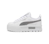 PUMA Sneakers Mayze Glitter Enfant et Adolescent, Chaussures, Blanc/Silver, 35.5 35.5