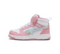 PUMA Baskets Rebound V6 Mid Space Belle Ac+ PS pour fille, Sea Glass Pinkscape White Blue Pink, 34 EU
