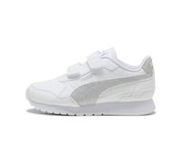 PUMA Sneakers ST Runner v4 Glitter Enfant, Chaussures, Blanc/Silver/Cool Light Gris, 34 34