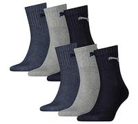 Puma Chaussettes de sport courtes Crew Tennis 12 paires Unisexe Taille 35-49 Bleu marine/Gris/Bleu