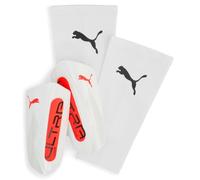 PUMA SS25 Protège-tibias de football unisexe à manches ultra légères, PUMA blanc/rouge éclatant, taille M