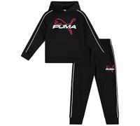 PUMA Survêtement 2 pièces en polaire douce et légère pour tout-petits garçons et pantalons de jogging pour garçons (taille : 2T-7), Chat noir/rouge, 4 ans