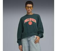 PUMA Sweat col rond oversize à motif Wardrobe Essentials Sports Legacy Femme, Vêtements, Vert Terrain, L L