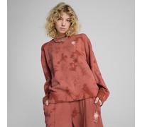 PUMA Sweat ras du cou oversize délavé à motif FLORAL PACK WARDROBE ESS Femme, Vêtements, Rouge Fire, XS XS