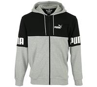 PUMA Sweat à capuche zippé Power Colorblock Homme gris et noir Taille S