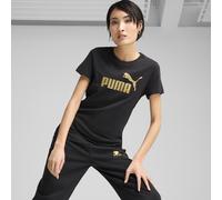 PUMA T-shirt à logo en métal ESS Femme, Vêtements, Noir/Métallique Doré, M M