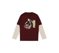 PUMA T-Shirt 'MID90s' jaune pastel / anthracite / rouge cerise / blanc cassé, Taille 164