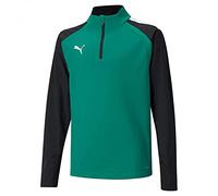 PUMA TeamLIGA 14 Zip Top Jr, Sweat zippé, Vert/Noir (Pepper Green/Black), Taille 9-10 ans/140
