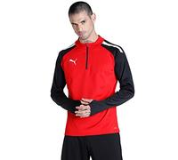 PUMA TeamLIGA 14 Zip Top Sweater, Red Black, L Mens