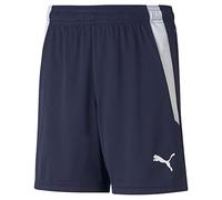PUMA teamLIGA Shorts Jr Unisexe enfant- Bleu/Blanc (peacoat-puma white) - 16