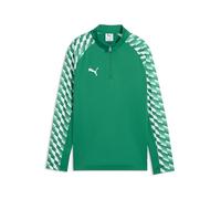 PUMA TeamLIGA26 Veste de survêtement avec Fermeture éclair 1/4 Jr ; 128, Vert Sport Blanc/Vert Sport