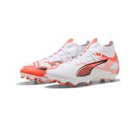 Puma Ultra 5 Match+ FG/AG, Chaussure de Football Unisexe, Puma White-Puma Black-Glowing Red,