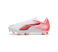 Puma Ultra 5 Match FG/AG, Chaussure de Football Unisexe, Puma White-Puma Black-Glowing Red,