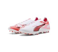 Puma Ultra 5 Match MG, Chaussure de Football Unisexe, Puma White-Puma Black-Glowing Red,