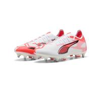 PUMA Mixte Ultra 5 Match MXSG Chaussure de Football, White Black-Glowing Red, 46 EU