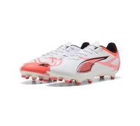 Puma Ultra 5 Play FG/AG, Chaussure de Football Unisexe, Puma White-Puma Black-Glowing Red,