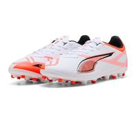 PUMA Mixte Ultra 5 Play MG Chaussure de Football, White Black-Glowing Red, 40.5 EU