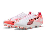PUMA Ultra 5 Pro FG/AG, Chaussure de Football Unisexe, PUMA White-PUMA Black-Glowing Red,