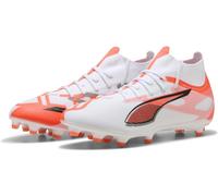 PUMA Ultra 5 Match+ FG/AG, Chaussure de Football Unisexe, PUMA White-PUMA Black-Glowing Red,