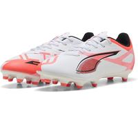 PUMA Mixte Ultra 5 Play FG/AG Chaussure de Football, White Black-Glowing Red, 45 EU