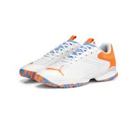 PUMA Unisex Adults' Sport Shoes SOLARATTACK RCT Tennis Shoes, PUMA WHITE-ULTRA ORANGE-TEAM LIGHT BLUE, 40.5
