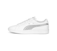 PUMA Unisex Kids' Fashion Shoes SMASH V2 METALLICS JR Trainers & Sneakers, PUMA WHITE-GLACIAL GRAY-PUMA SILVER, 38.5