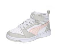 Puma Unisex Kids Puma Rebound V6 Mid Ac+ Ps Sneakers, Puma White-Frosty Pink-Sedate Gray, 29 EU
