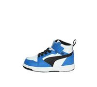 Puma Unisex Kids Puma Rebound V6 Mid Ac+ Ps Sneakers, Puma White-Puma Black-Racing Blue, 32 EU