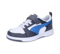 Puma Unisex Kids Rebound V6 LO AC+ PS Sneaker, Puma White-HYPERLINK Blue-Galactic Gray, 28 EU