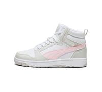 PUMA Unisex Kids Rebound V6 Mid Jr Baskets, Puma White Frosty Pink Sedate Gray, 38.5 EU