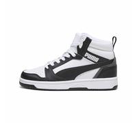 PUMA Unisex Kids Rebound V6 Mid Jr Baskets, Puma White Puma Black Shadow Gray, 37 EU