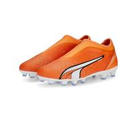 PUMA Unisex Kids' Sport Shoes ULTRA MATCH LL FG/AG JR Soccer Shoes, ULTRA ORANGE-PUMA WHITE-BLUE GLIMMER, 38.5