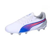 PUMA King Match FG/AG Jr Soccer Shoe, White-Bluemazing-Flat Light Gray, 37 EU