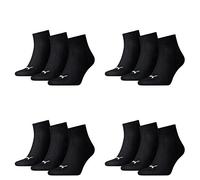 PUMA Unisexe Quart Quarters Chaussettes 12er Paquet - Noir, 39-42