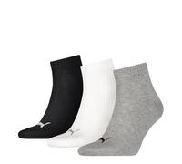 PUMA Unisexe Shorts Ras Du Cou Chaussettes Chaussettes de Sport avec Semelles Éponge 9 mm Paquet - noir/blanc/gris, 35-38 (UK 2.5-5)