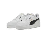 PUMA Unisex's Shuffle Downtown Sneaker, Puma White Puma Black Puma Gold, 43 EU